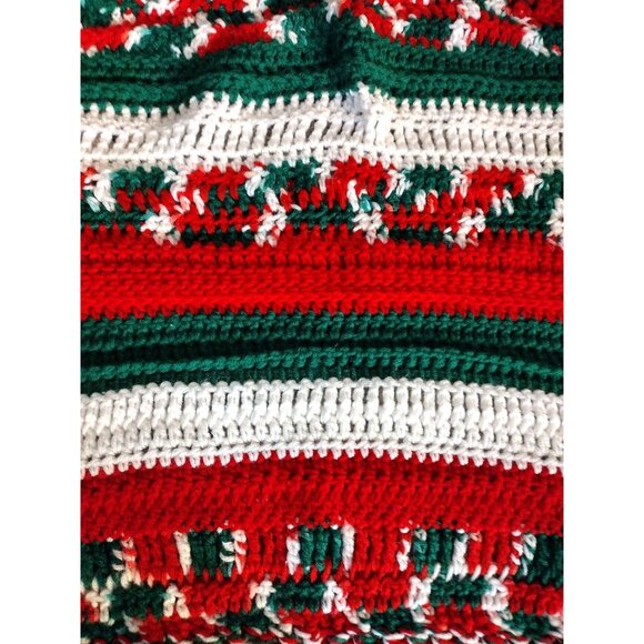 Handmade Christmas Tree Skirt Medium Table Cover Set Crochet Vintage Holiday - Picture 13 of 13